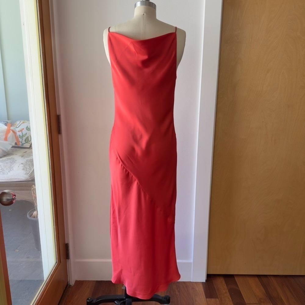 Aritzia Babaton Fonda Satin Midi Dress-Cowl Neck Sexy Slip Dress-Poppy Red-Sz Sm - Picture 6 of 15